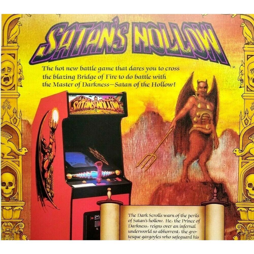 Satans Hollow Arcade Flyer Original 1982 Video Game Art Devil Horror Retro